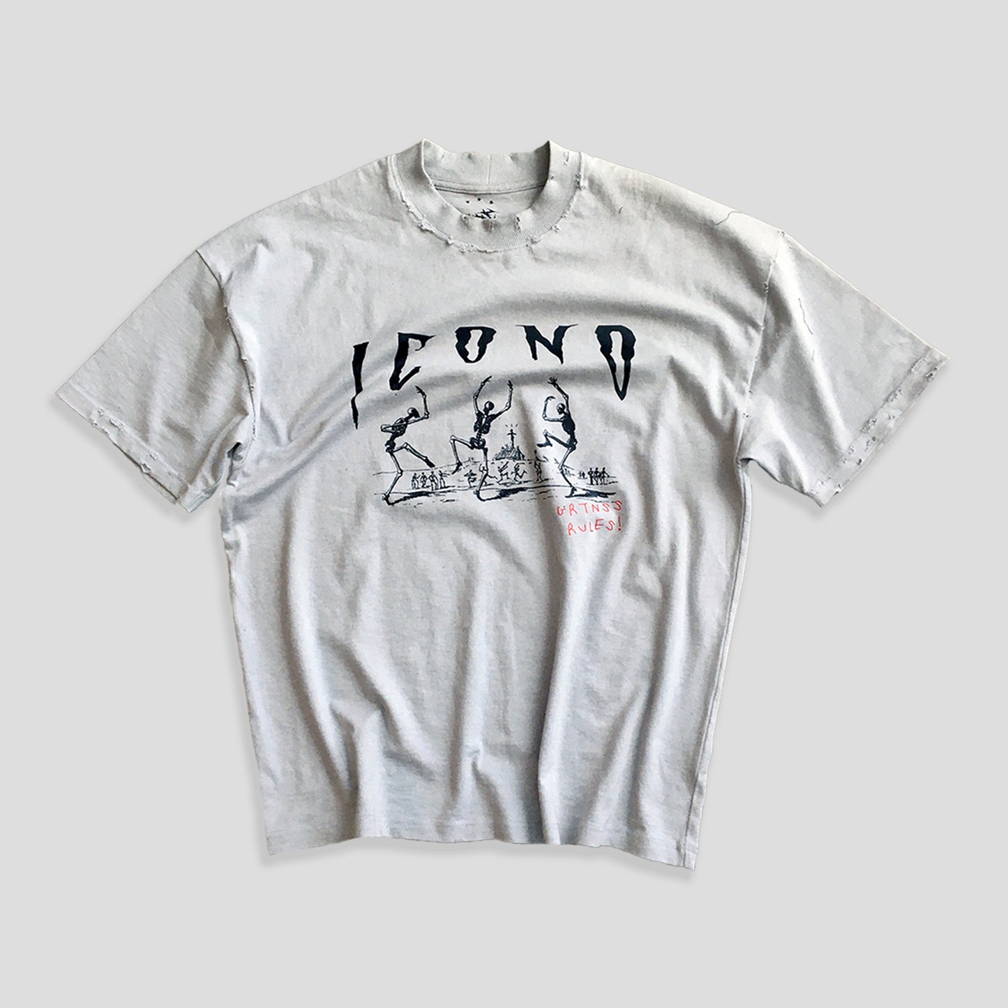 ICONO DISTRESSED HERM “GR” TEE-BONE